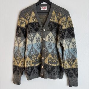 Vintage Rob Scot Kurt Cobain Style Mohair Blend Cardigan Size L Grey
